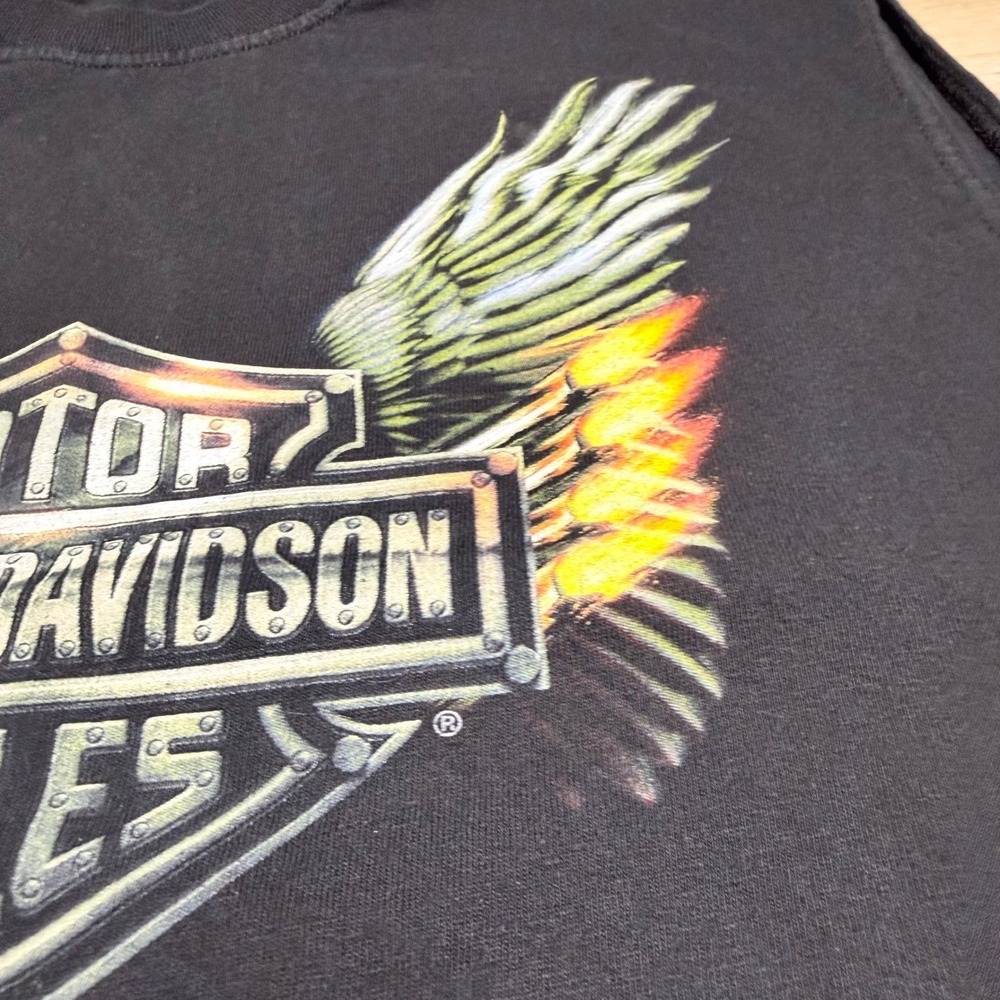 Harley-Davidson Muscle Tee‎ Mens 2XL Black Golden Isles Brunswick Georgia Biker - Picture 9 of 14